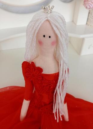 Тильда принцесса в красном платье 48см4 фото