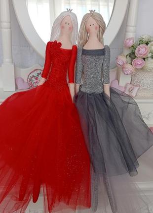 Тильда принцесса в красном платье 48см9 фото