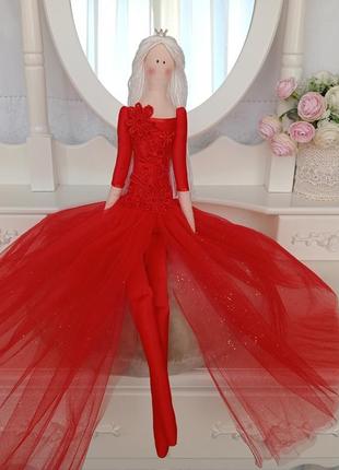 Тильда принцесса в красном платье 48см3 фото