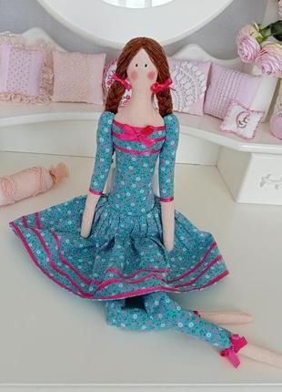 Кукла тильда в голубом платье 48см8 фото