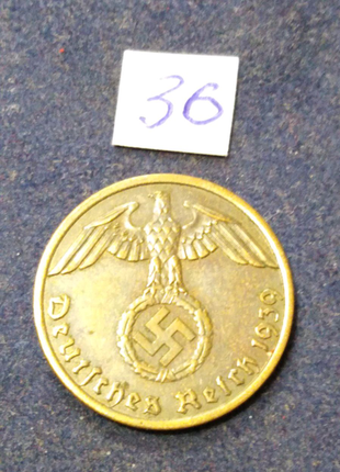 Пфенниги німеччини. оригінал. третій рейх. 1937-45. свастика