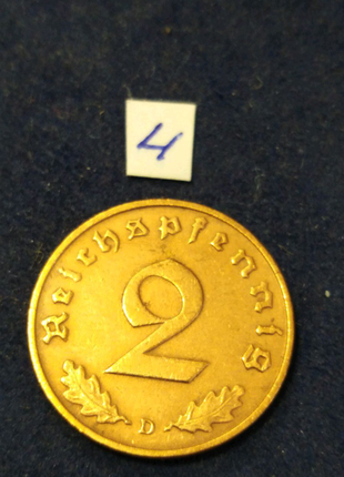 2 пфеннига 1937-39 р. оригінал. третій рейх. люкс.7 фото