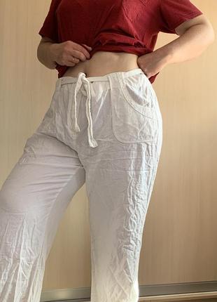 Белые брюки из льна большого размера
