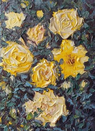 Авторська картина маслом "жовті троянди". 30х20. полотно на підрамнику
