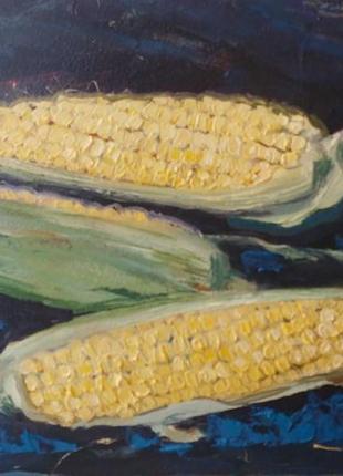 Авторская картина маслом "кукуруза"