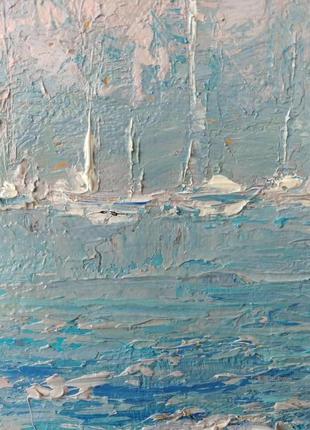 Авторская картина маслом "бирюза морская"
