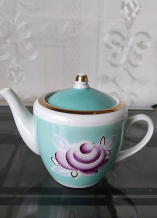 Сервиз чайный голубой полонное с позолотой чайная пара чашка14 фото