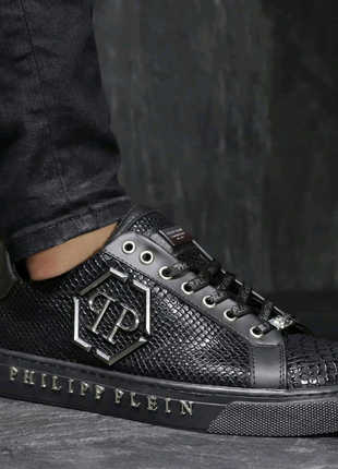 Чоловічі стильні кросівки philipp plein alligator black5 фото