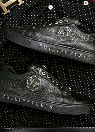 Чоловічі стильні кросівки philipp plein alligator black7 фото