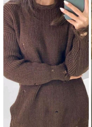 Жіноча в'язана светр - туніка7 фото
