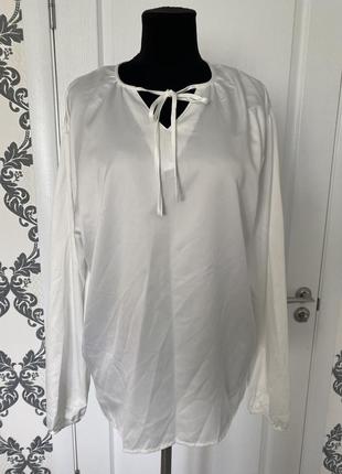 Красивая блуза под сатин белая с завязкой 22 5хл4 фото