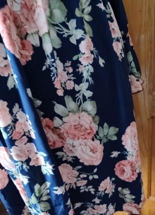 Красивое легкое платье верх на резинке рукав с оборкой цветочный принт батал8 фото