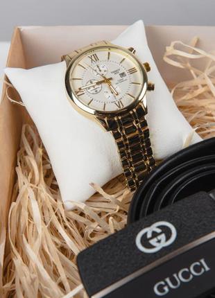 Чоловічий годинник tissot+ремінь gucci2 фото