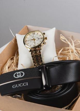 Чоловічий годинник tissot+ремінь gucci4 фото
