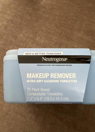 Neutrogena серветки для зняття макіяжу, makeup remover cleansing towelettes, ultra-soft cloths, 25 pre-moistened towelettes3 фото