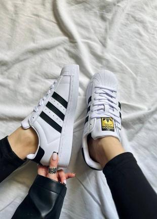 Adidas superstar white женские кроссовки адидас суперстар кожа8 фото