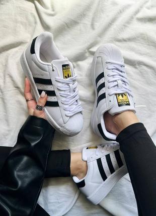 Adidas superstar white женские кроссовки адидас суперстар кожа6 фото