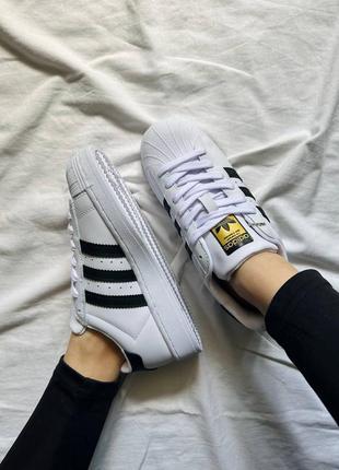 Adidas superstar white женские кроссовки адидас суперстар кожа9 фото