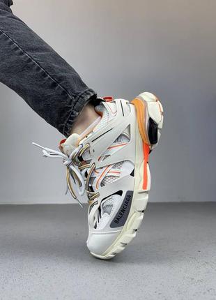 Баленсиага кроссовки белые с оранжевым balenciaga track white orange3 фото