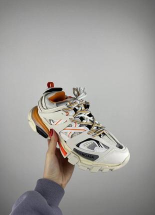 Баленсиага кроссовки белые с оранжевым balenciaga track white orange9 фото