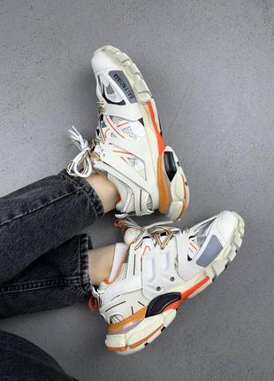 Баленсиага кроссовки белые с оранжевым balenciaga track white orange5 фото