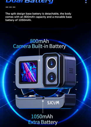 Экшн-камера sjcam sj20 dual lens, 20 мп, 4к 30 fps, ночная съемка4 фото