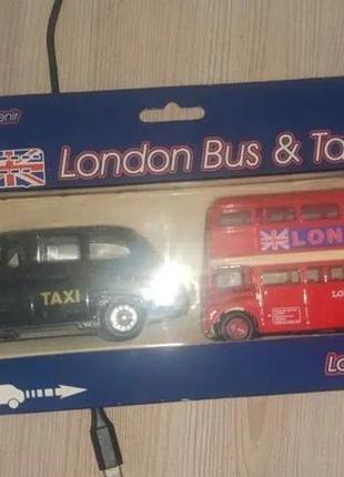 Колекційні іграшкові машинки london bus and taxi set, awnhill