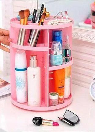 Органайзер для косметики 360° rotation cosmetic organizer.поворотний органайзер для косметики rotation. рожевий2 фото