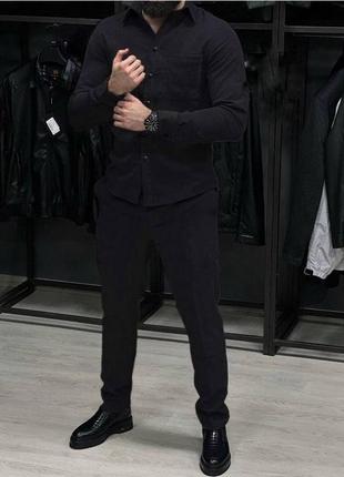 Стильний вельветовий чоловічий костюм двійка з слрочкою зі штанами4 фото