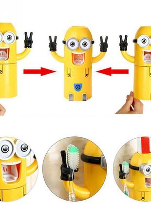 Яскравий автоматичний дитячий дозатор зубної пасти міньйон2 фото