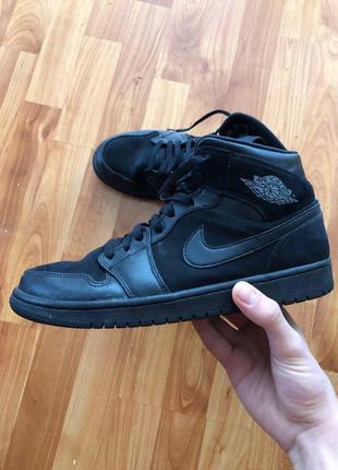 Оригінал nike air jordan 1 mid triple black 2018 кросівки dunk 4