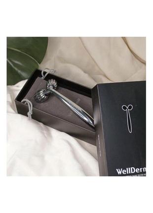 Роликовый массажер для лица wellderma face lifting dark silver roller2 фото