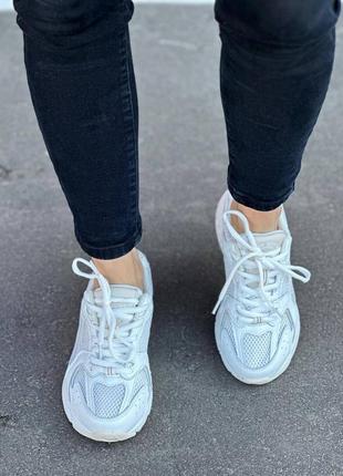 Жіночі білі кросівки з натуральної шкіри з сіткою👟4 фото