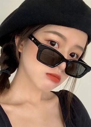 Квадратные женские солнцезащитные очки люксового бренда в стиле ретро черные