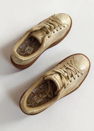 Женские кеды на высокой подошве платформы puma trace metallic gold platform 39 размер6 фото