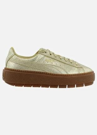 Жіночі кеди на високій підошві платформі puma trace metallic gold platform 39 розмір