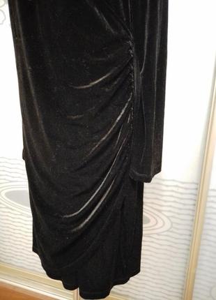 Бархатное велюровое платье миди на запах большого размера7 фото