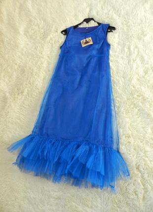 Пишне ошатне плаття сітка фатин із двошаровими воланами рюшами4 фото