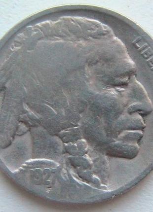 Сша 5 центів 1927, buffalo nickel, філадельфія, хороший зберегти!1 фото