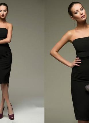 Платье черное, базовое, бюстье,футляр, карандаш, миди/прилегающий крой1 фото