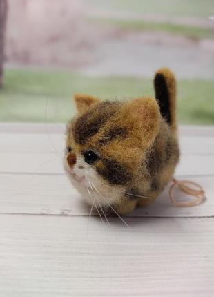 Котик валяний. смугастий кіт. кіт рудий. котик ручної роботи. котики з вовни. іграшки кошенята