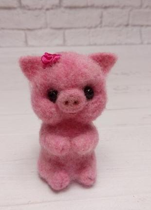 Іграшка свинка валяне. рожеве порося. рожева свинка. хрюша. мила свинка. поросята2 фото