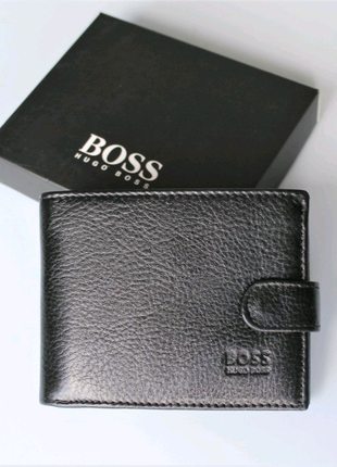 Чоловічий шкіряний гаманець hugo boss black