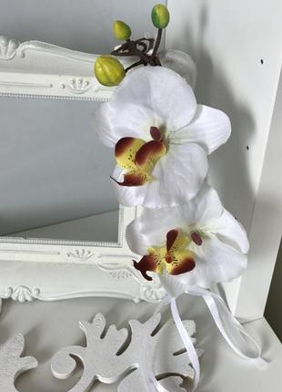 Веночек с орхидеями желтая серединка .венок с орхидеями.8 фото