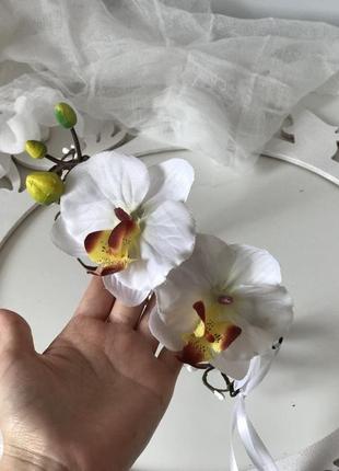 Веночек с орхидеями желтая серединка .венок с орхидеями.7 фото