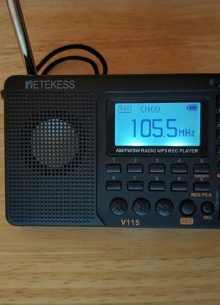 Радиоприемник карманный mp3 плеер диктофон retekess v-115 fm/am/s