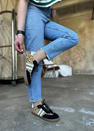 Кеды замшевые кожаные с принтом леопард6 фото