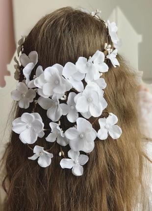 Венок белый на первое причастие.венок белый для невесты.