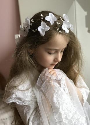 Венок белый на первое причастие.венок белый для невесты.