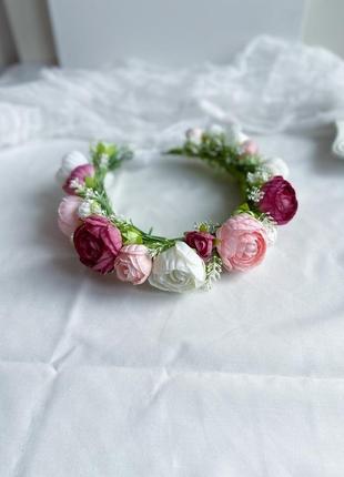 Венок из пиона малиново-персиковыми,кремовыми.венок из пиона малиново-персиковый, кремовыми.